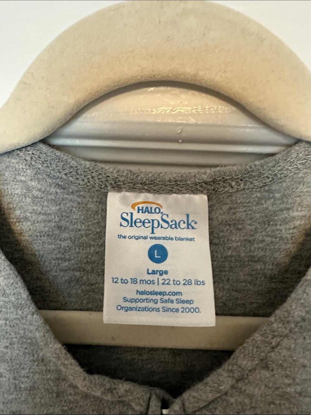 Grey Sleeveless Zippered Baby Sleep Sack Halo size L - Picture 2 of 3